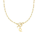 Paperclip Letter Initial Circle Lock Clasp Necklace Civiara