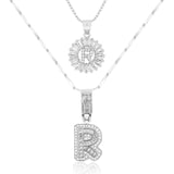 2pc 14k Diamond Letter Initial Necklaces Civiara