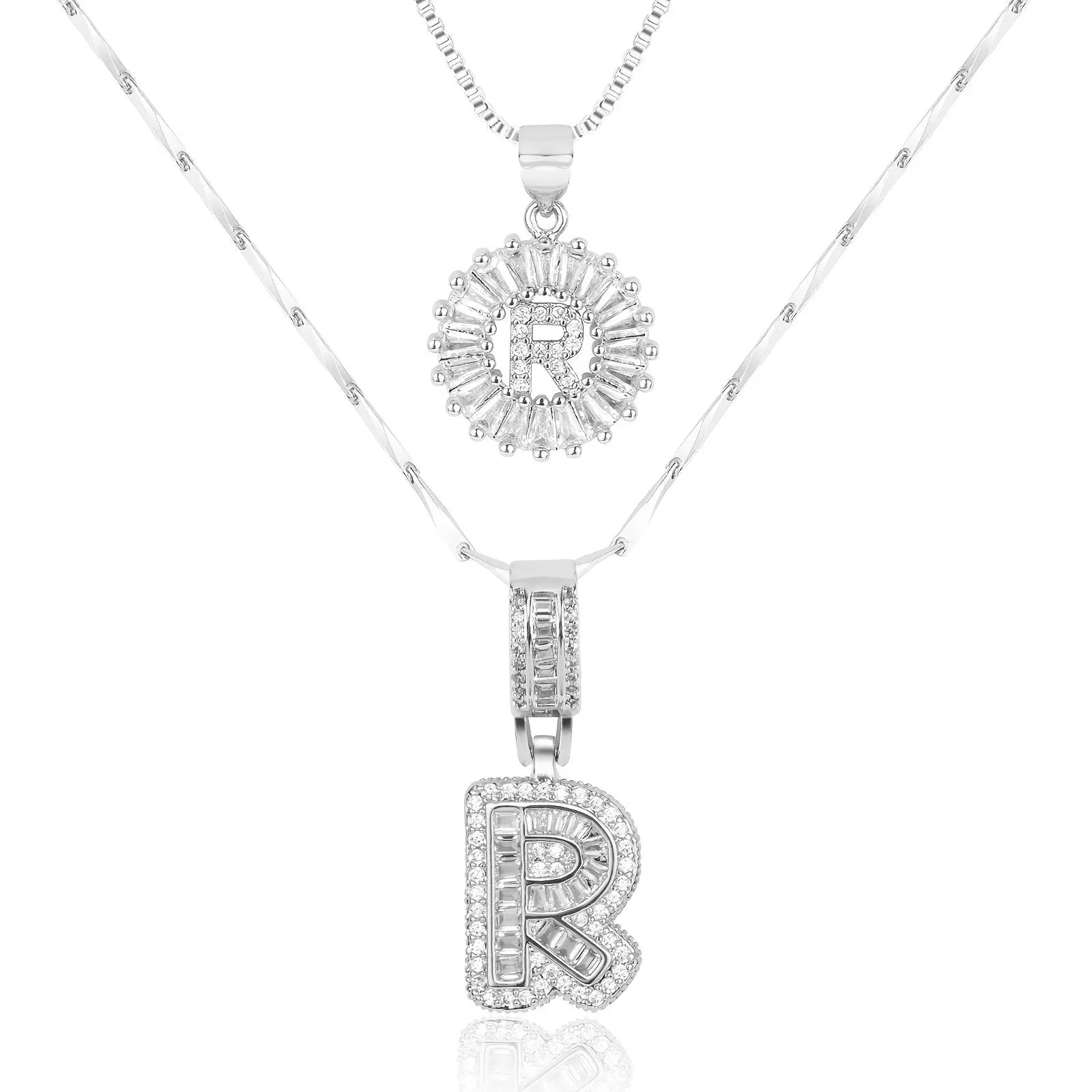 2pc 14k Diamond Letter Initial Necklaces Civiara