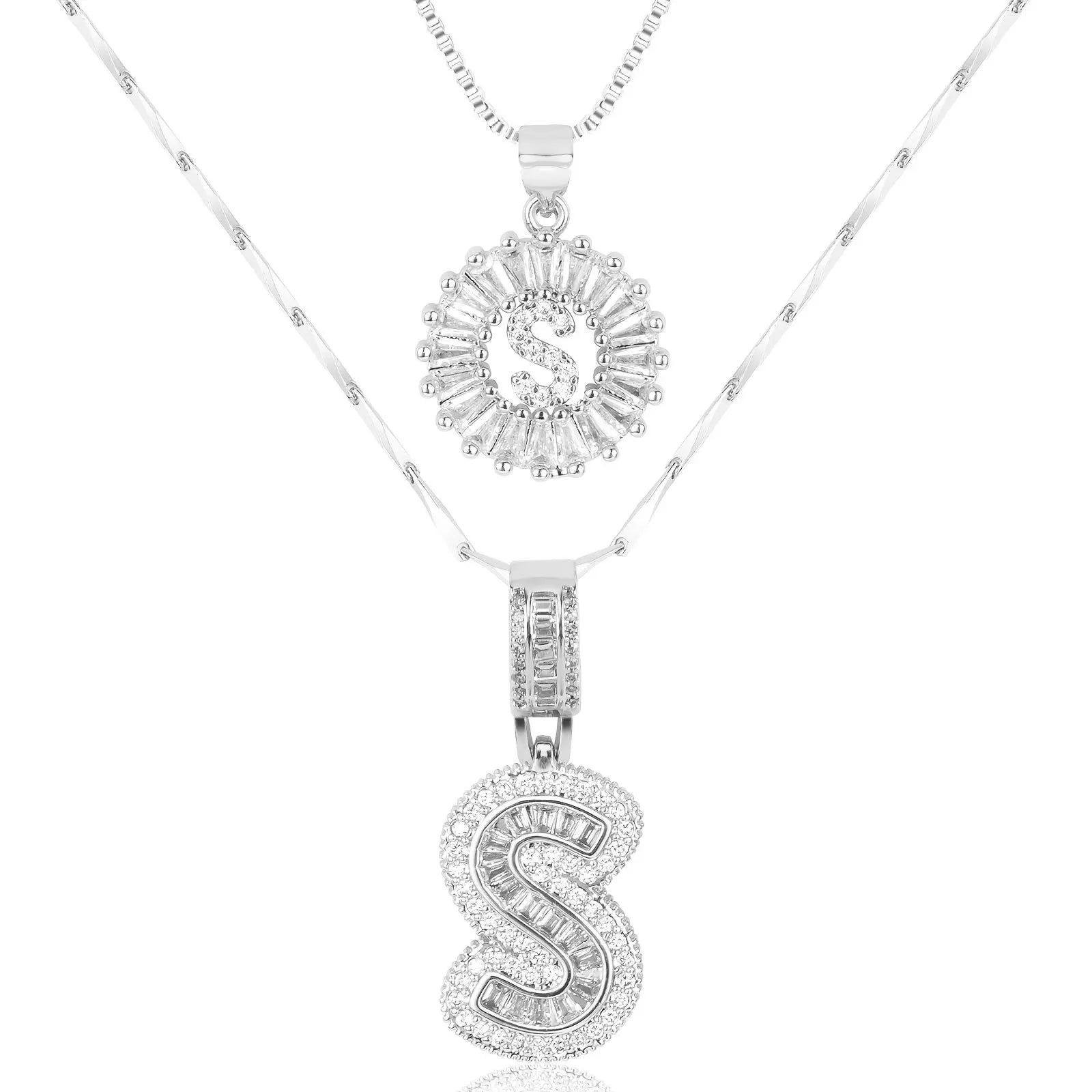 2pc 14k Diamond Letter Initial Necklaces Civiara