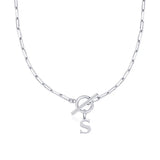 Paperclip Letter Initial Circle Lock Clasp Necklace Civiara