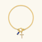 Amalia Birthstone Cross Bracelet