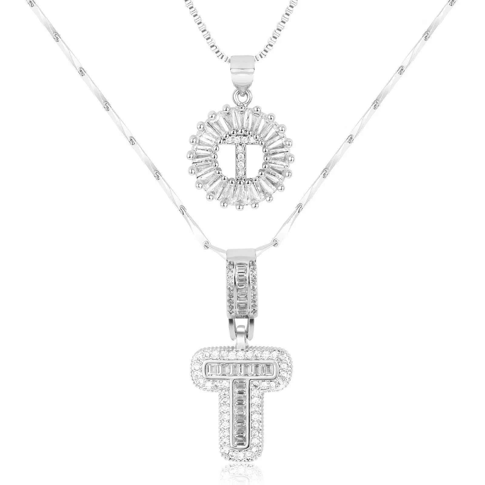 2pc 14k Diamond Letter Initial Necklaces Civiara