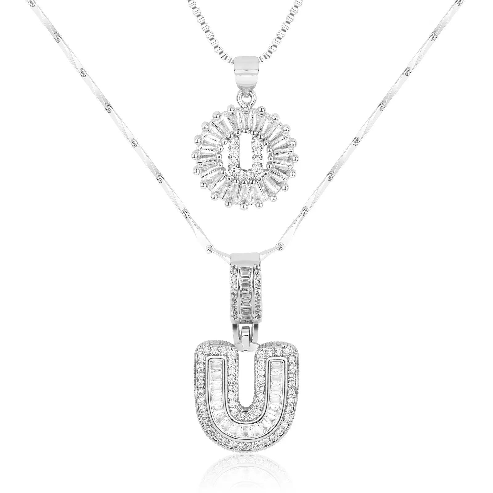 2pc 14k Diamond Letter Initial Necklaces Civiara