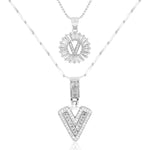 2pc 14k Diamond Letter Initial Necklaces Civiara