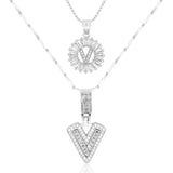 2pc 14k Diamond Letter Initial Necklaces Civiara