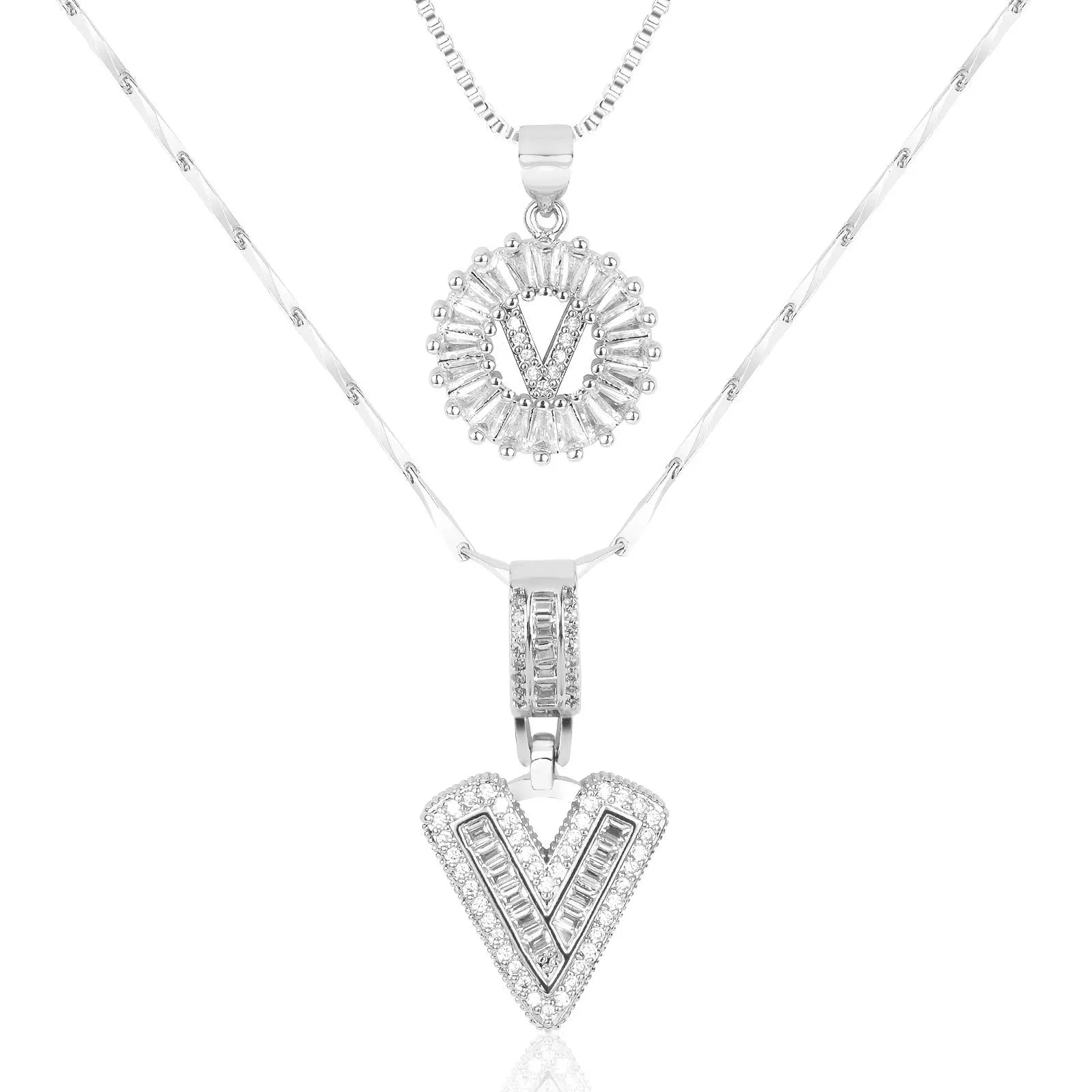 2pc 14k Diamond Letter Initial Necklaces Civiara