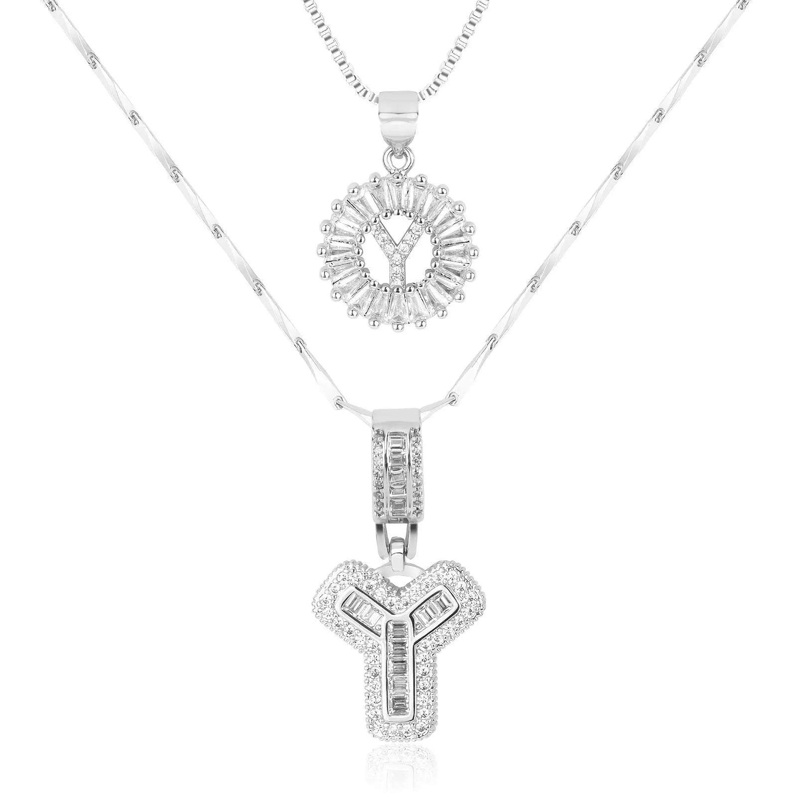 2pc 14k Diamond Letter Initial Necklaces Civiara