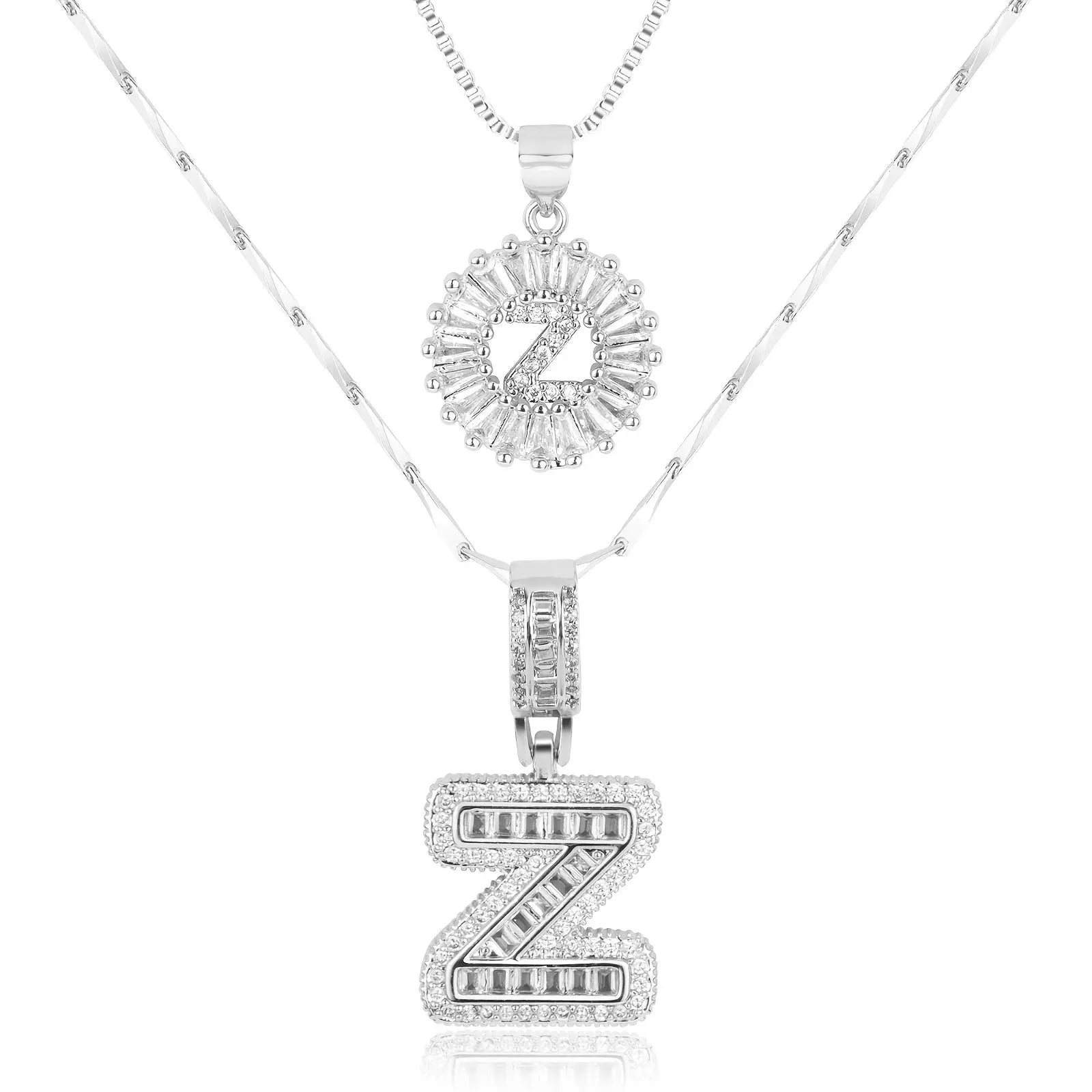 2pc 14k Diamond Letter Initial Necklaces Civiara