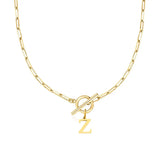 Paperclip Letter Initial Circle Lock Clasp Necklace Civiara