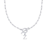 Paperclip Letter Initial Circle Lock Clasp Necklace Civiara