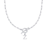 Paperclip Letter Initial Circle Lock Clasp Necklace Civiara