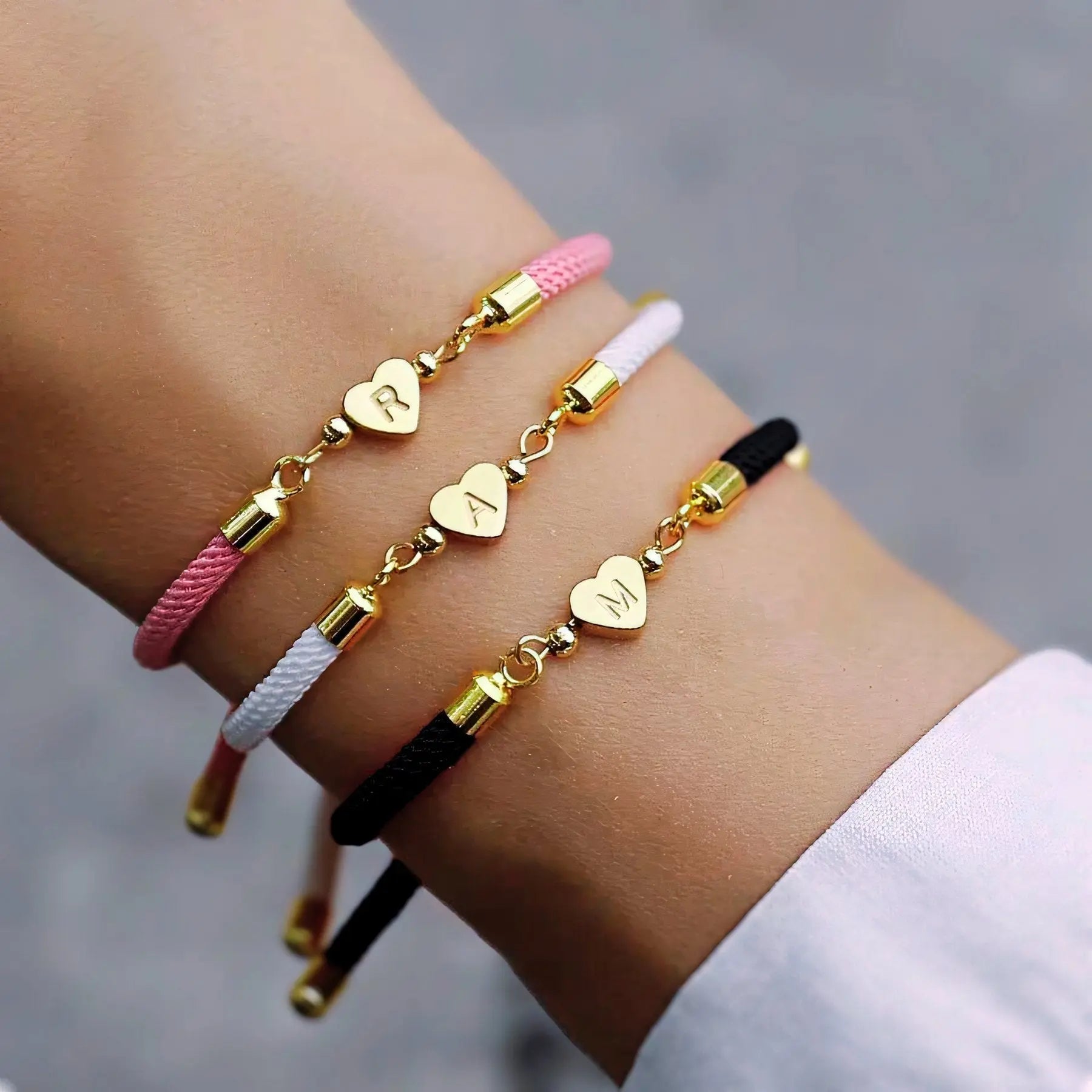 Adjustable Heart Letter Initial Bracelets Civiara
