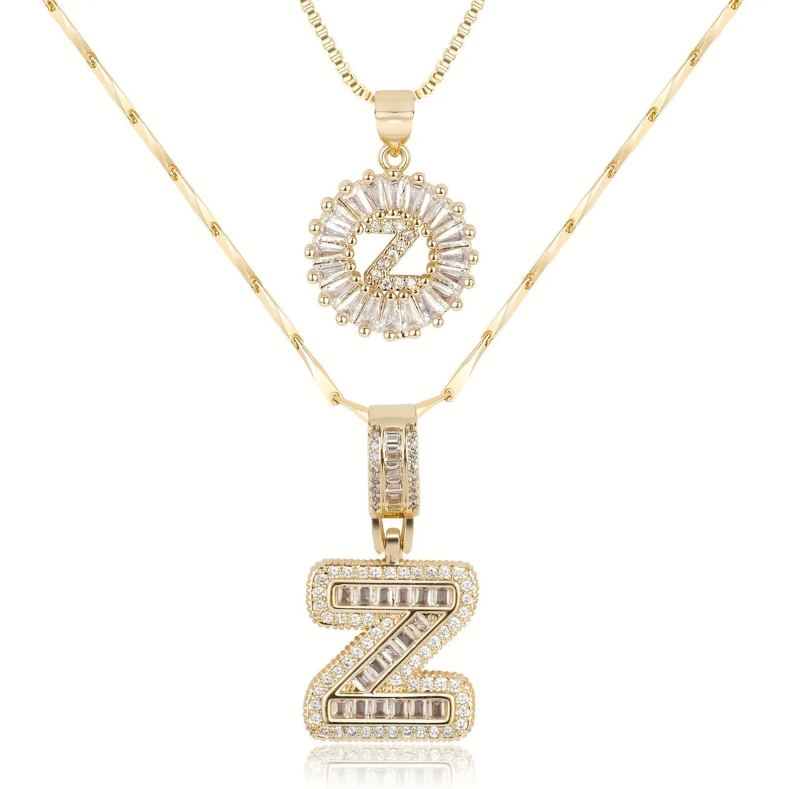 2pc 14k Diamond Letter Initial Necklaces Civiara