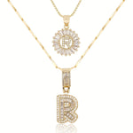 2pc 14k Diamond Letter Initial Necklaces Civiara