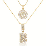2pc 14k Diamond Letter Initial Necklaces Civiara