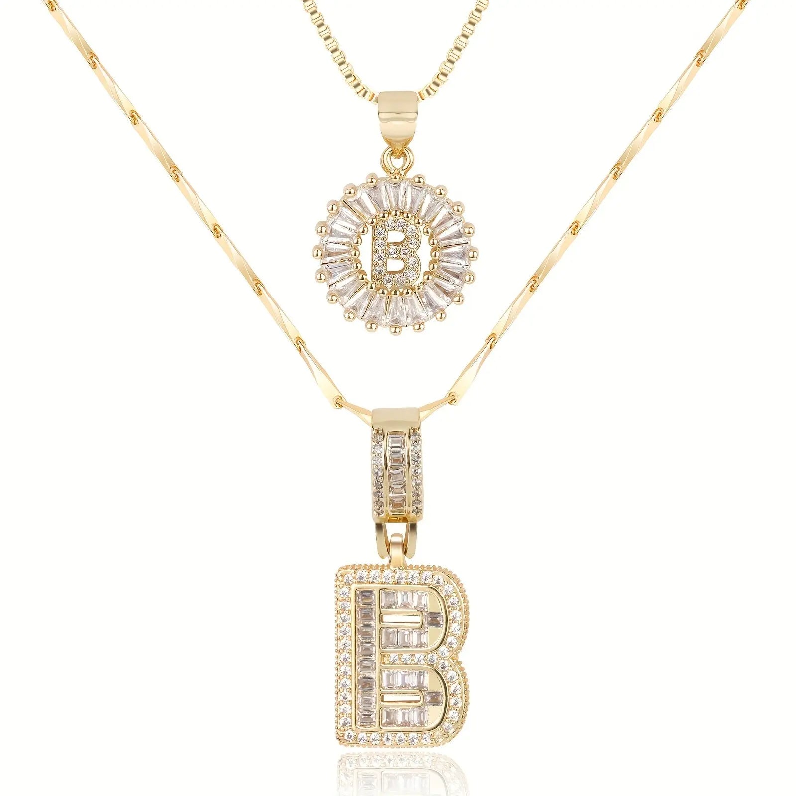 2pc 14k Diamond Letter Initial Necklaces Civiara