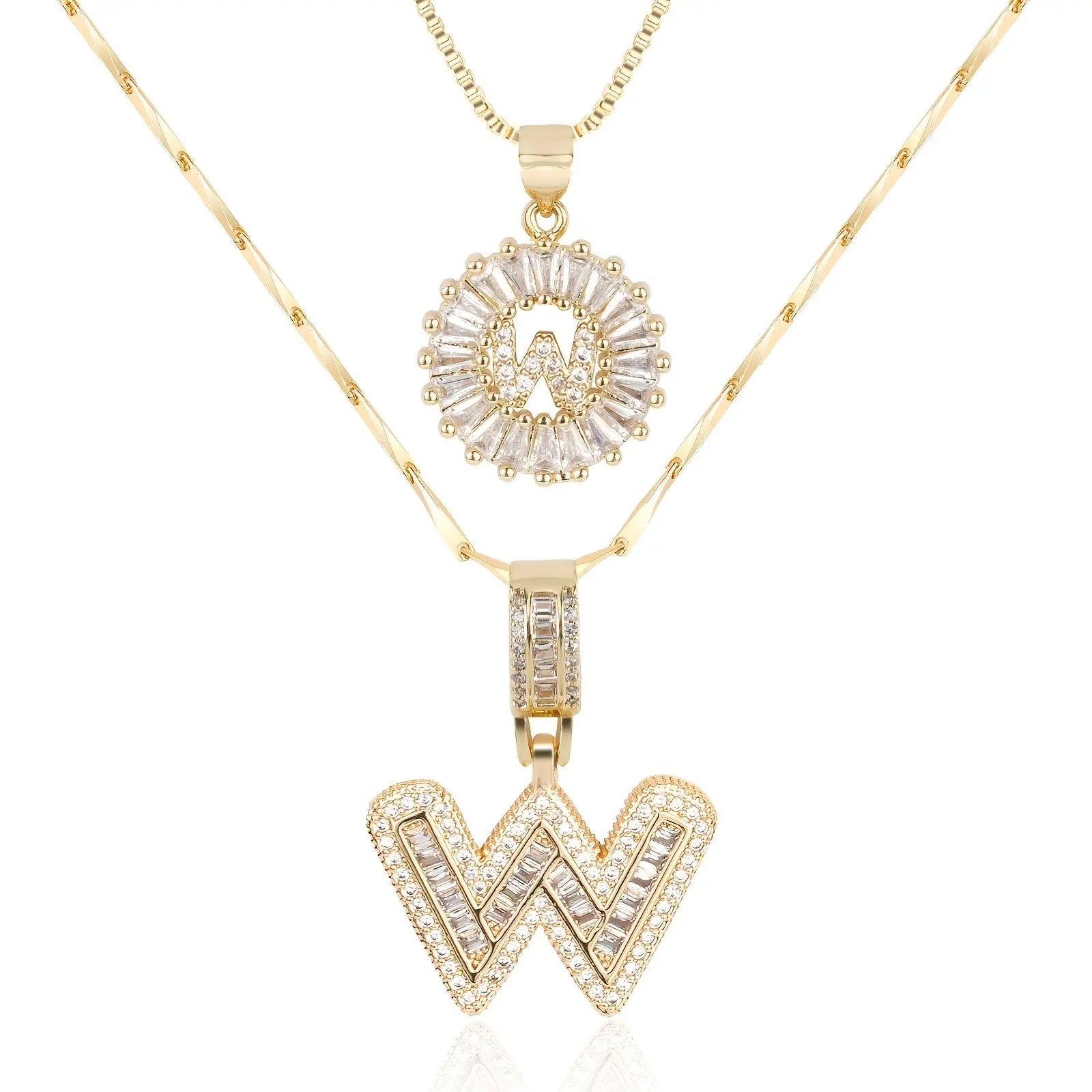 2pc 14k Diamond Letter Initial Necklaces Civiara